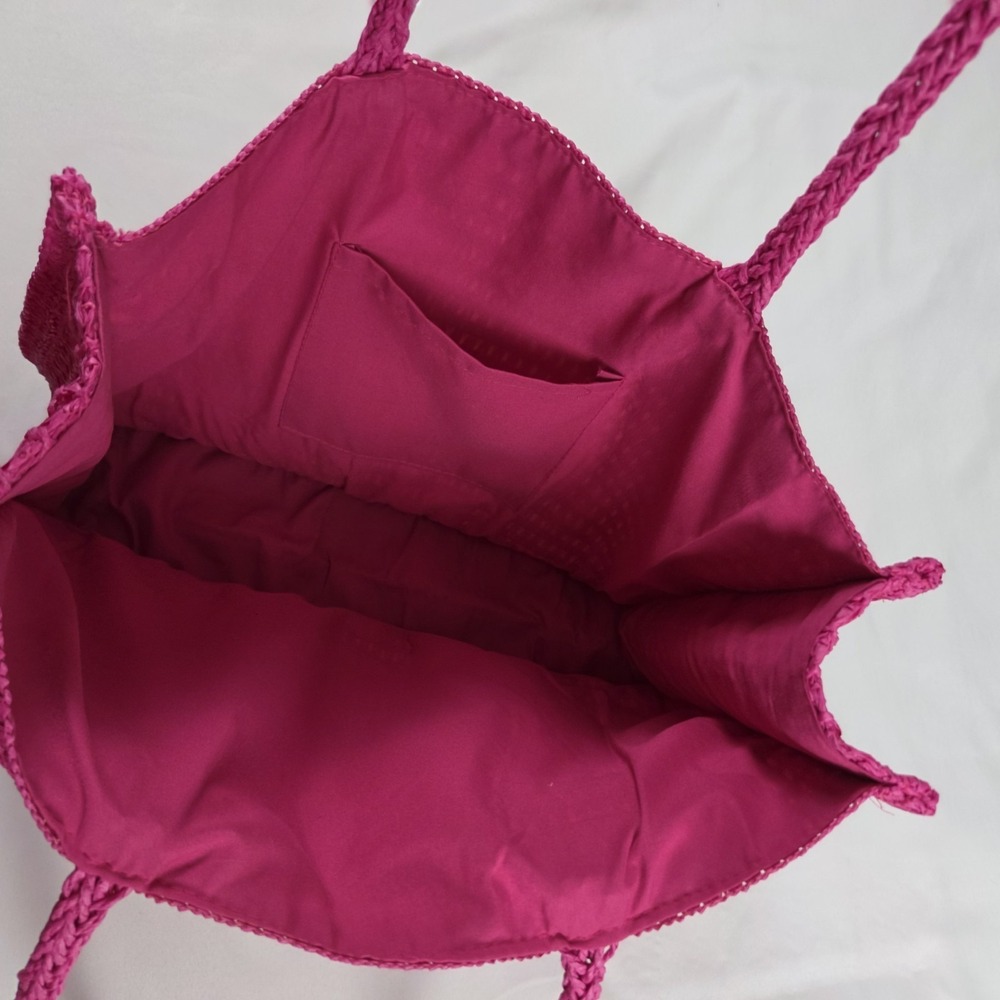 Juicy Couture Hot Pink Beach Tote Weave Straw - Picture 5 of 5